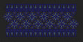 Black Royal Blue Pinwheel Floral Border in Black & Cobalt Blue Embroidery Design