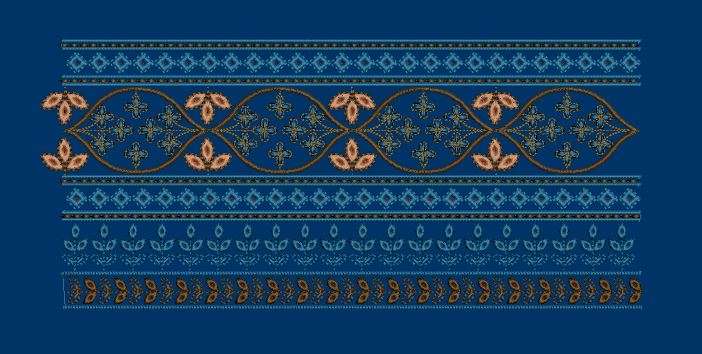 Interlocking Wave Star Lattice Border Embroidery Design