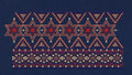 Red, Blue, and Gold Geometric Star Endless Border Embroidery Design
