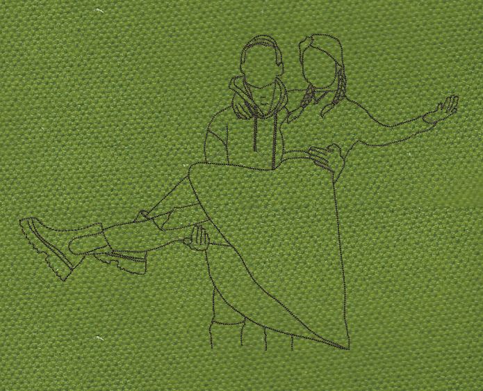 Romantic Couple Black Embroidery Design