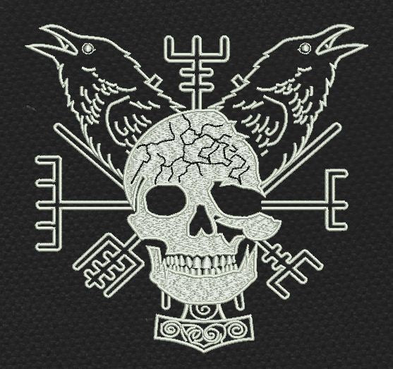 Viking Skull White Embroidery Design