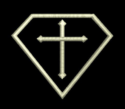 Monochrome Gem Crest Embroidery Design