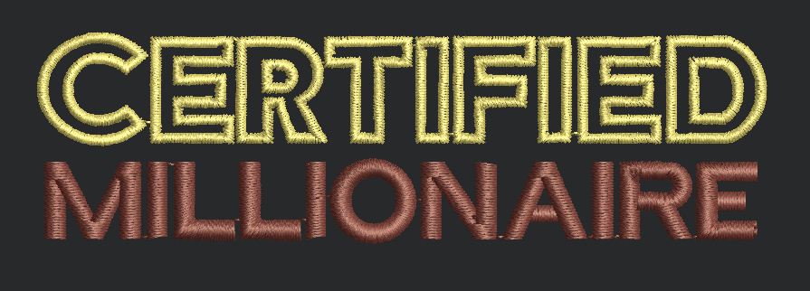 Validated Wealth Typography Embroidery Design