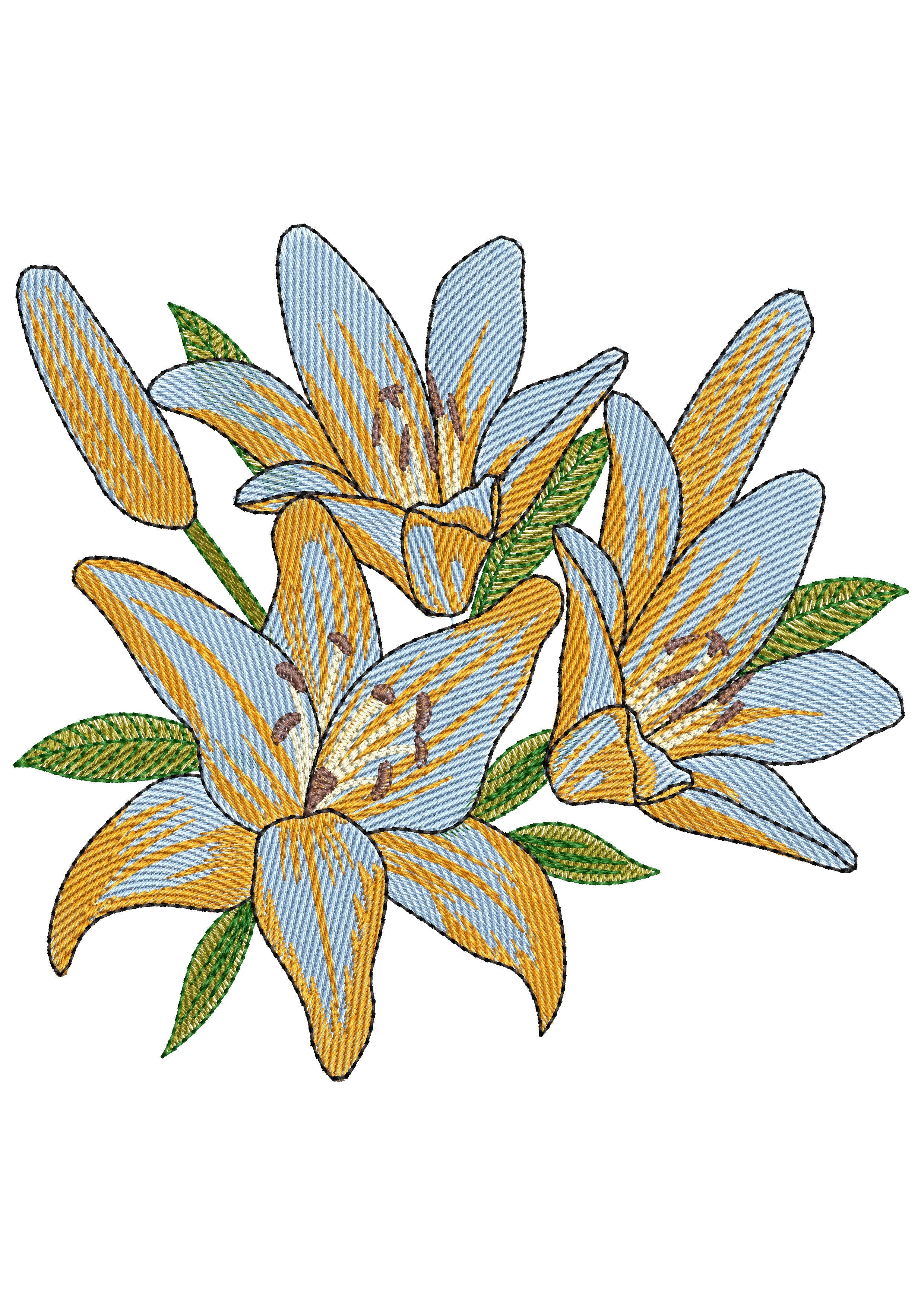 Aqua Flower Embroidery Design