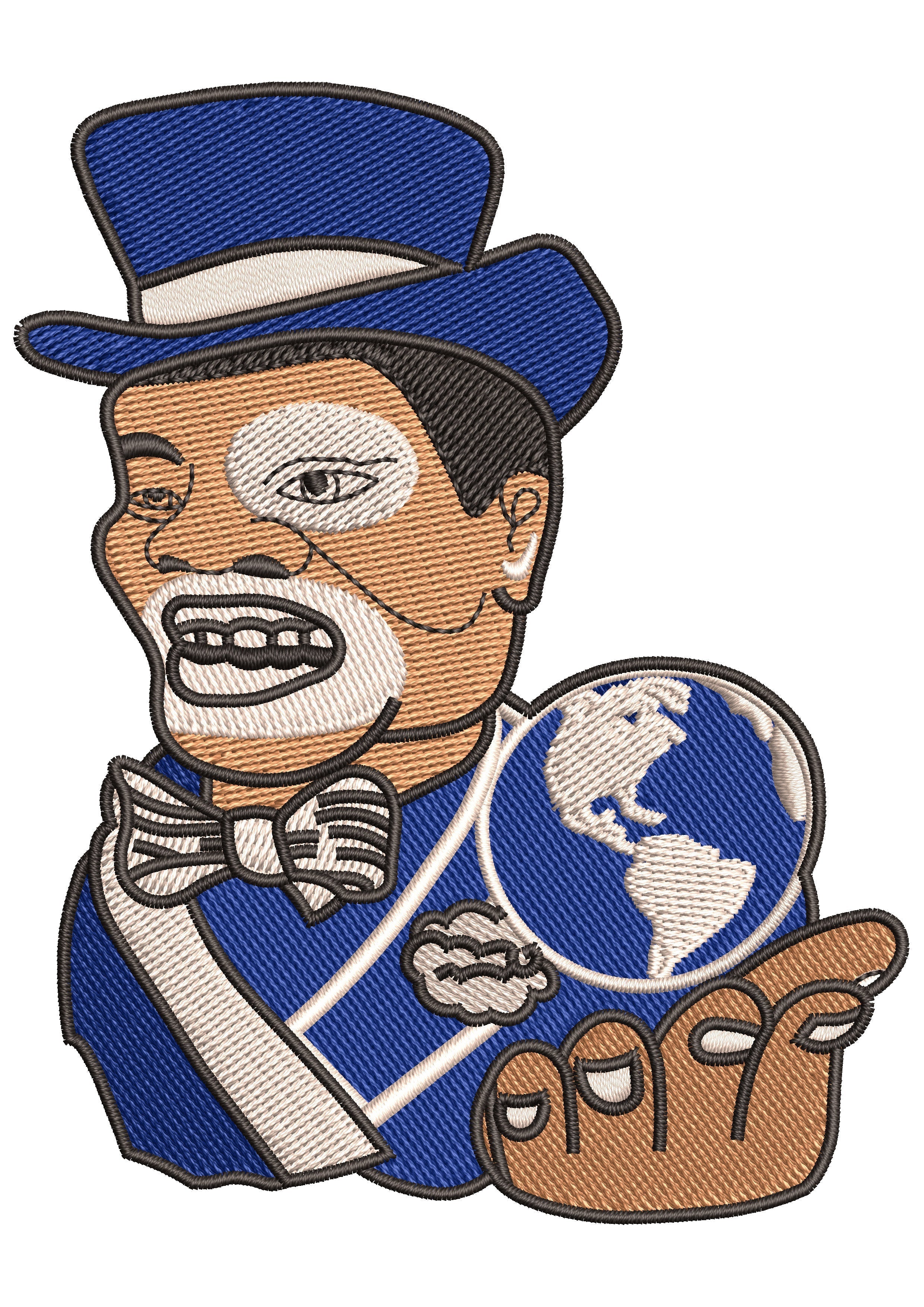 World Man Embroidery Design
