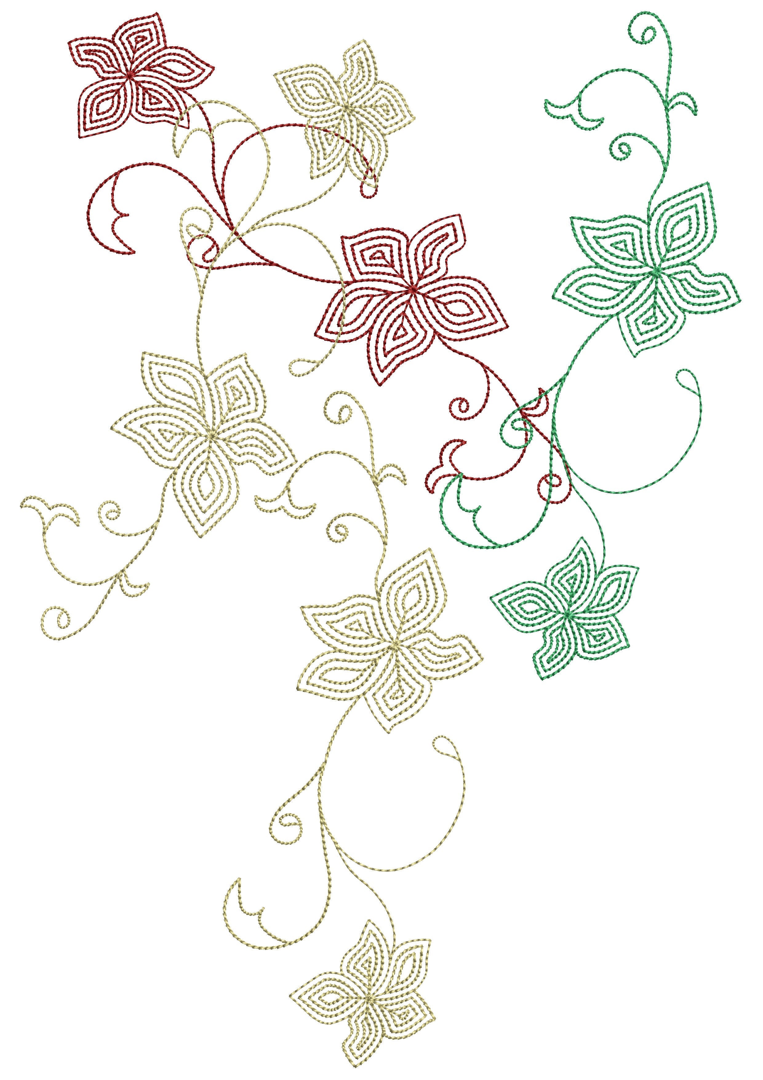 Outline Vines Embroidery Design