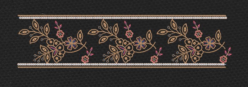 Floral Endless Border Flowers Embroidery Design
