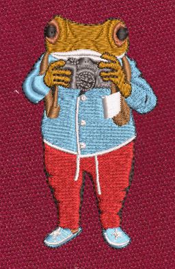 Photographer Frog Multi Color Embroidery Design