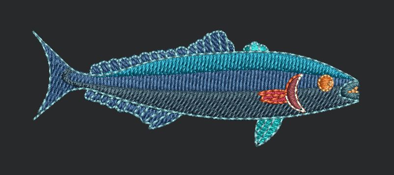 Blue Fish Embroidery Design