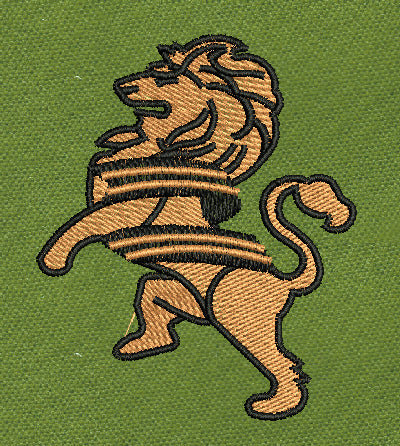 Golden Rampant Lion Embroidery Design