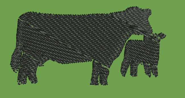 Cow and Calf Silhouette Embroidery Design