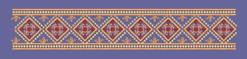 Diamond Lattice Ornamental Geometric Border Embroidery Design