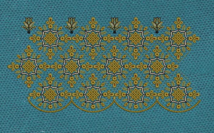 Floral Jacquard Woven Golden Embroidery Design