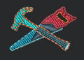 Crossed Carpentry Tools Emblem Embroidery Design