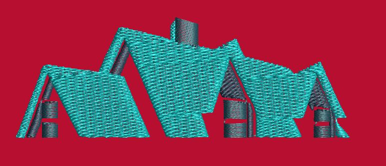 Gabled Architectural Silhouette Embroidery Design