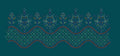 Teal Waves Lattice Floral Border Embroidery Design