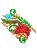 Hot Red Rose Embroidery Design