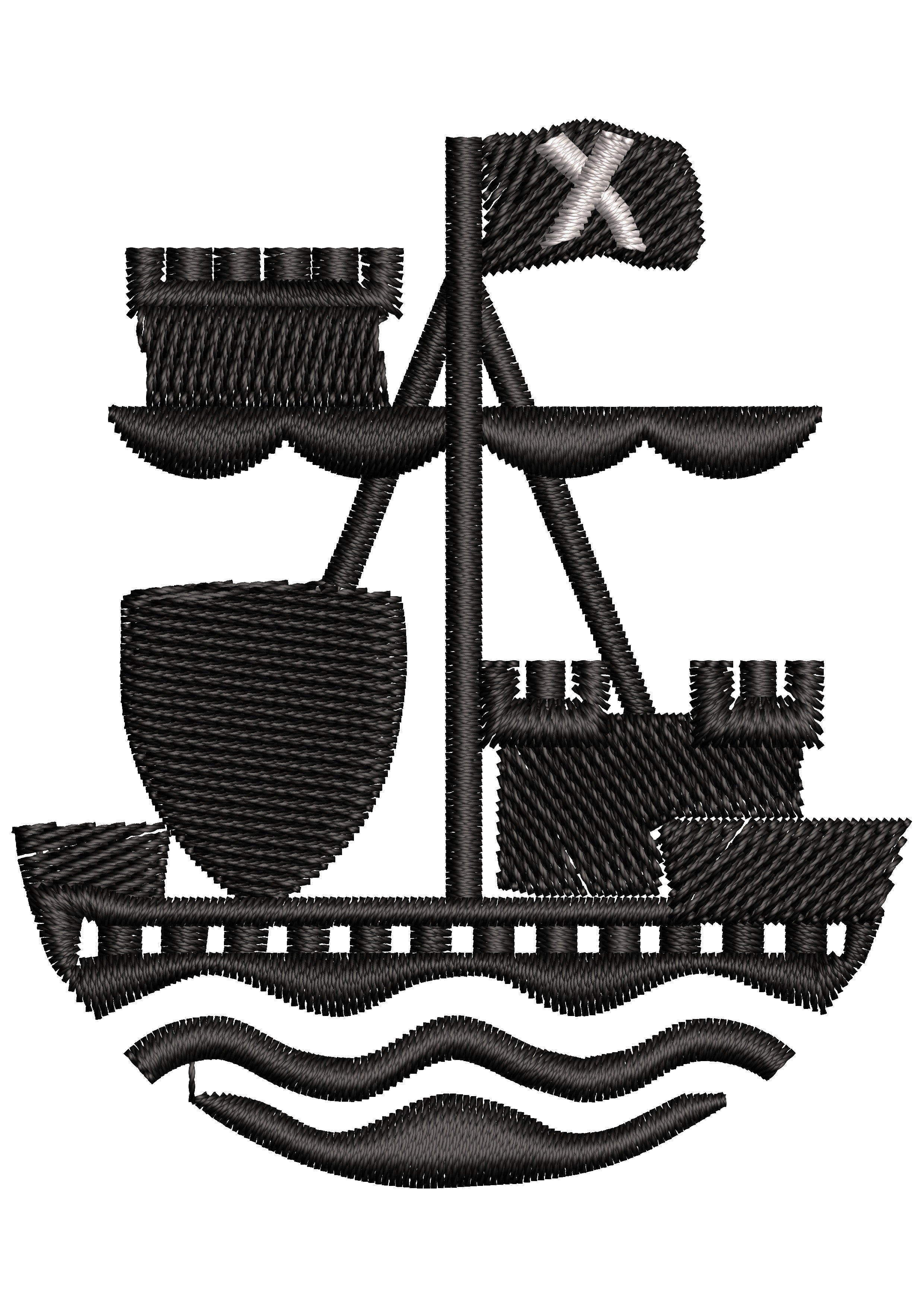 Cross Ships Embroidery Design