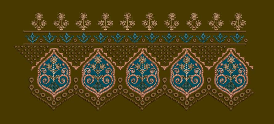 Turquoise Teardrop Arch Border Embroidery Design