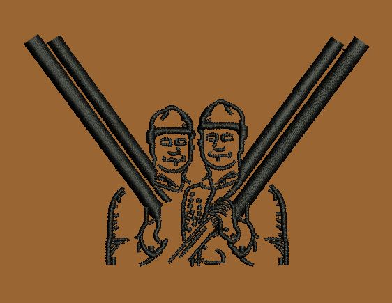 Duo of Professionals with Crossed Pipes Embroidery Design