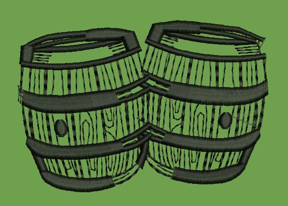 Dual Wooden Casks Embroidery Design