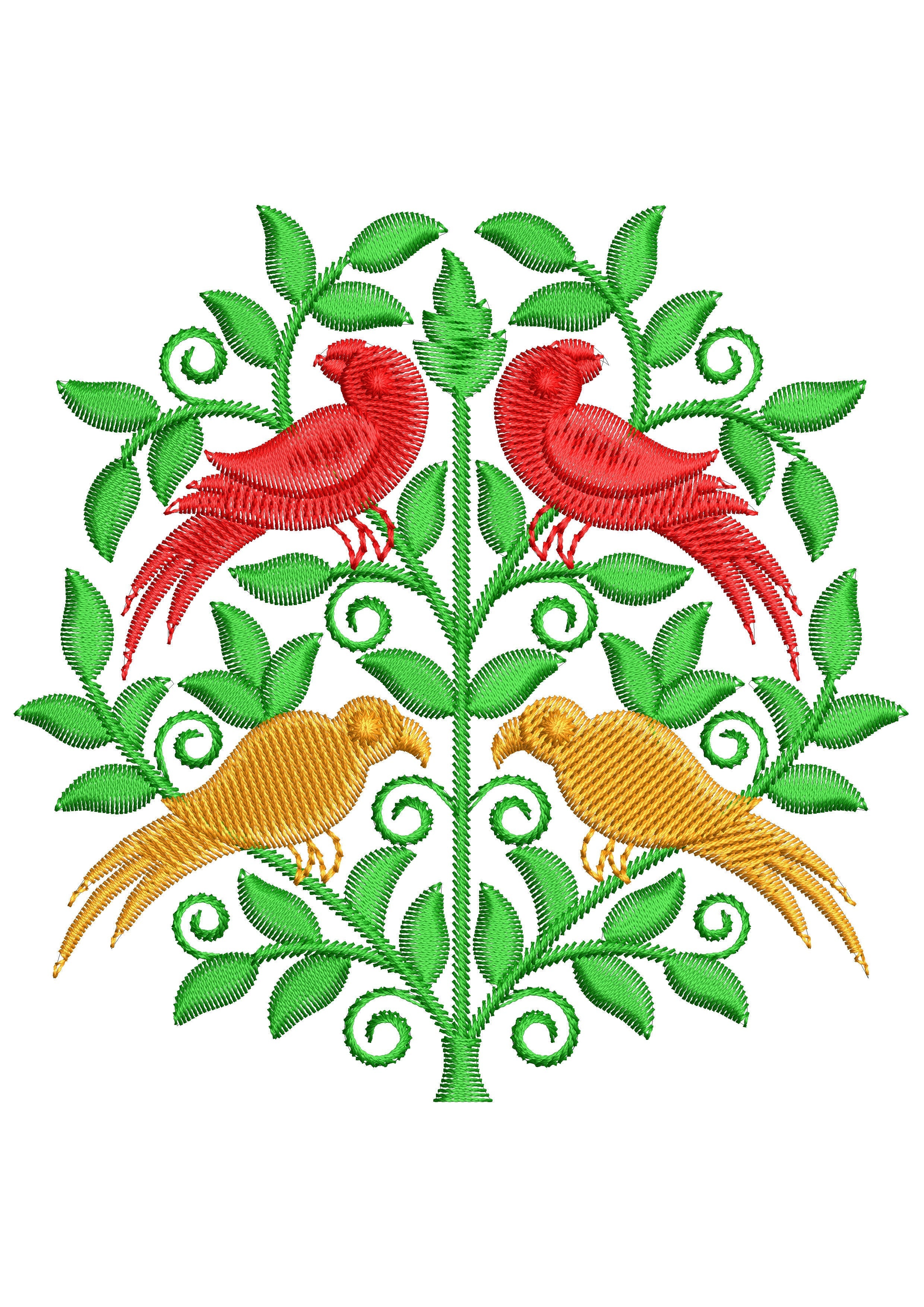 Parot Plant Embroidery Design