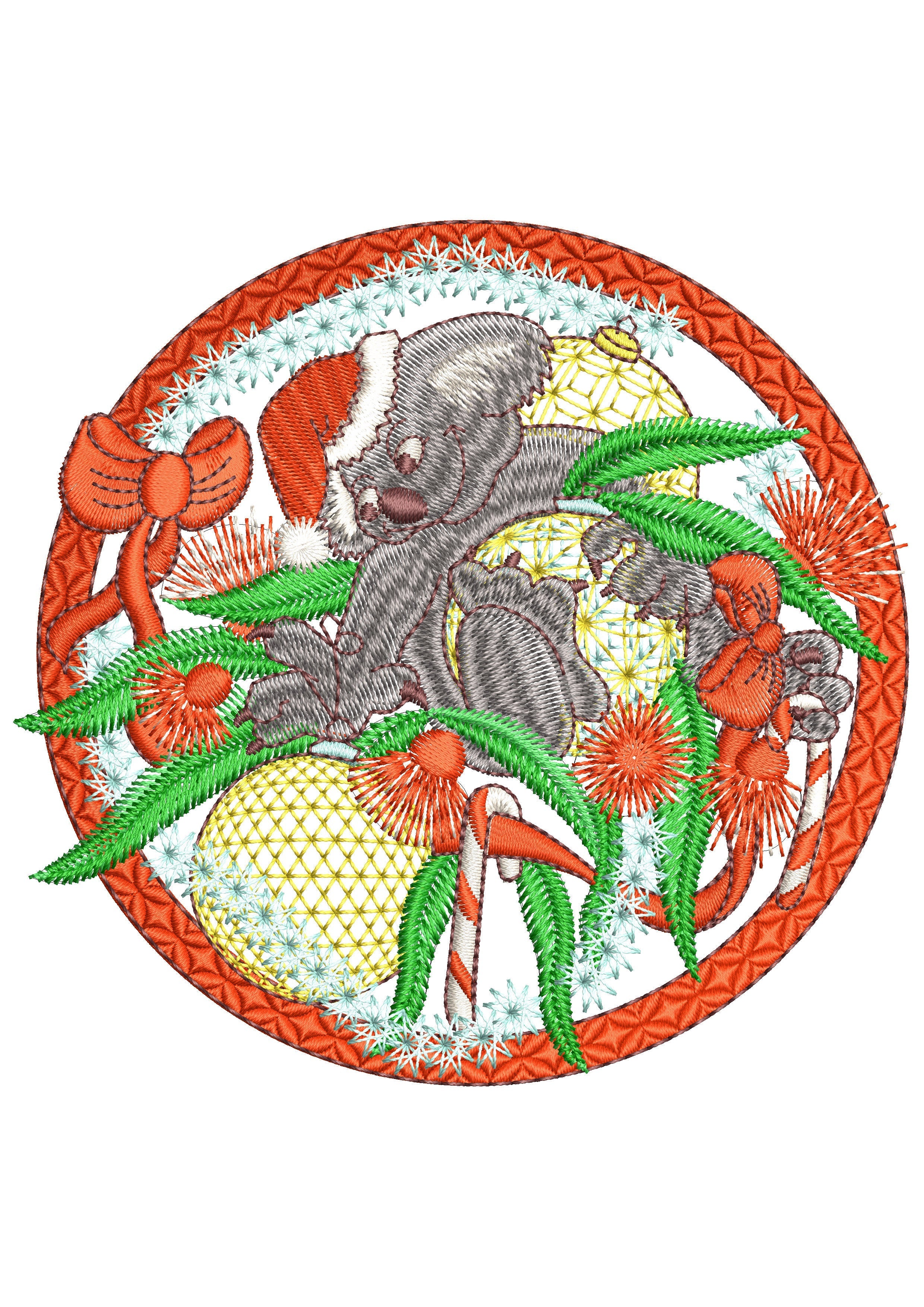 Koala Xmas Embroidery Design