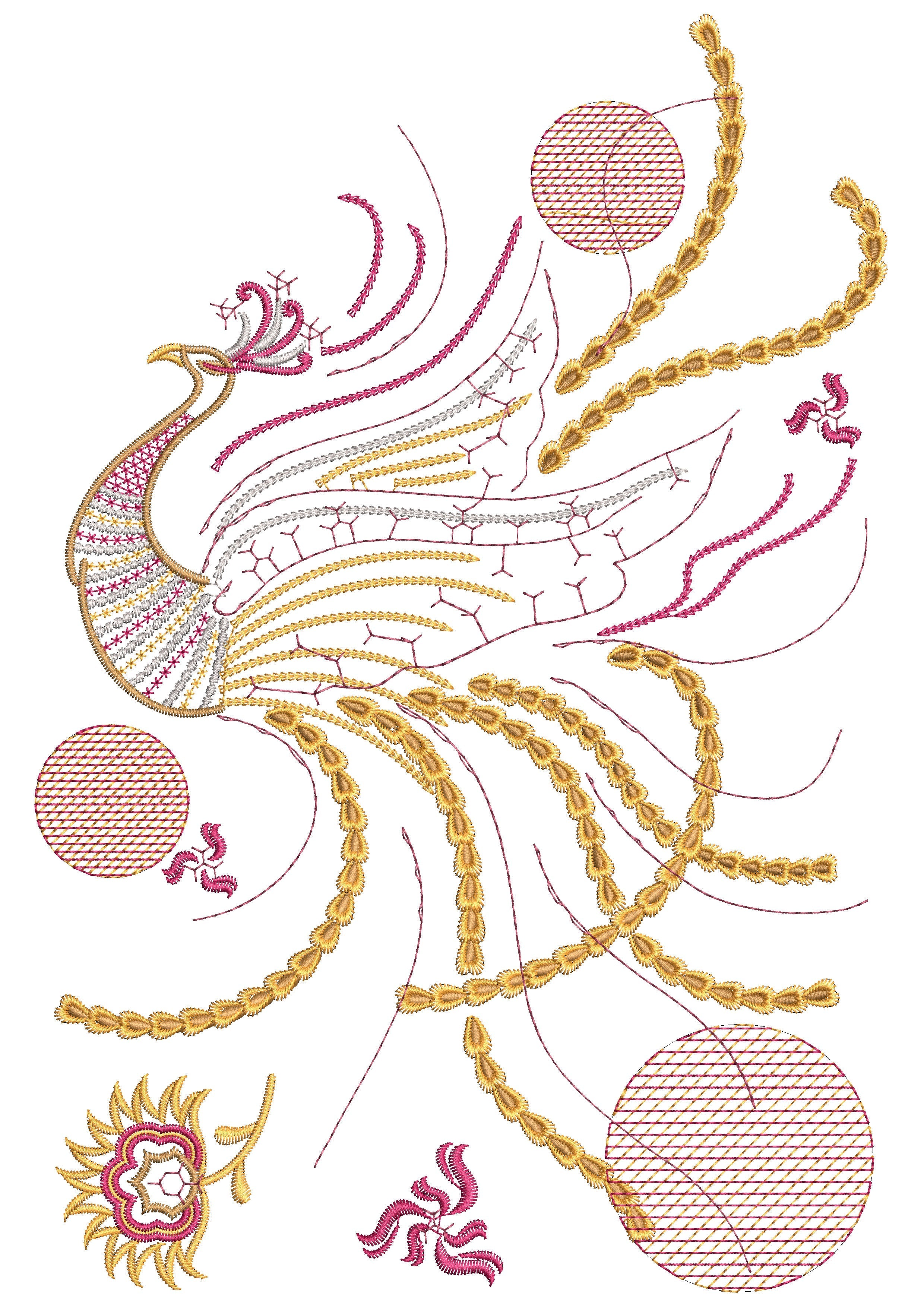 Sequin Peacock Embroidery Design