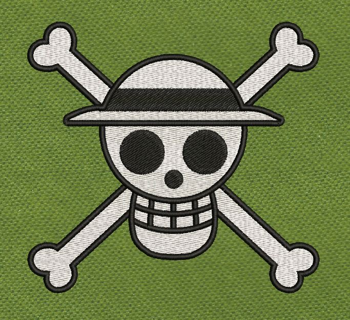 Skull Emblem White & Black Embroidery Design