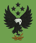 Four Star Raptor Crest Emblem Embroidery Design