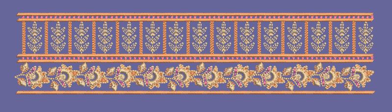 Floral Pillar Botanical Pattern Border Embroidery Design