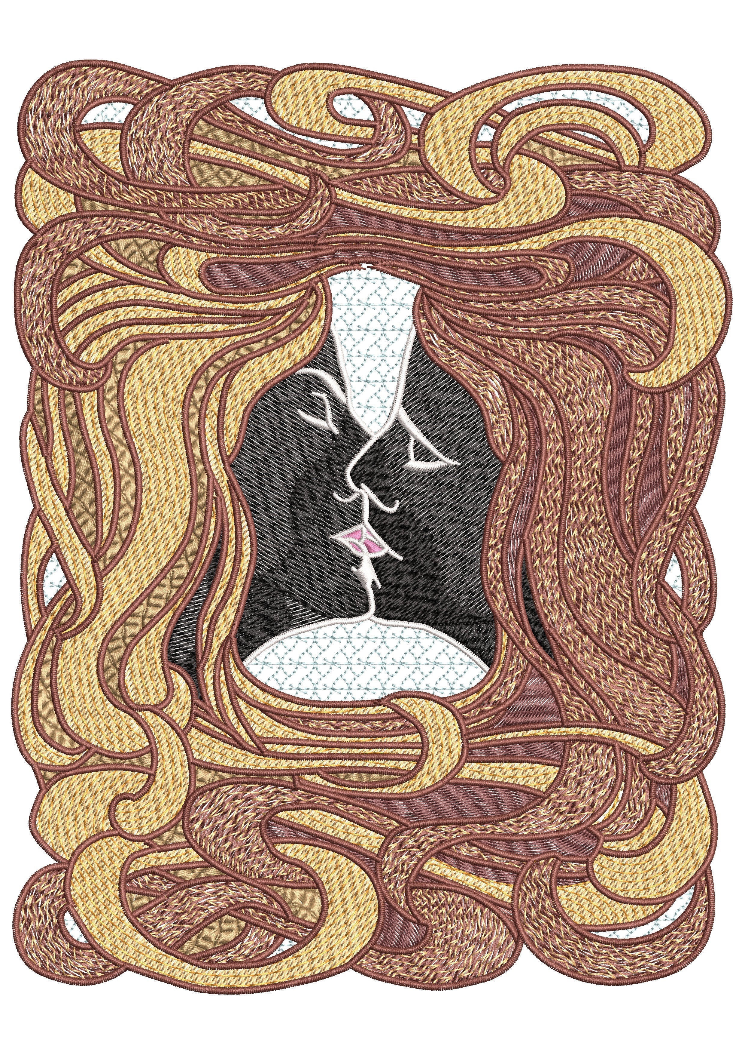 Kiss Embroidery Design