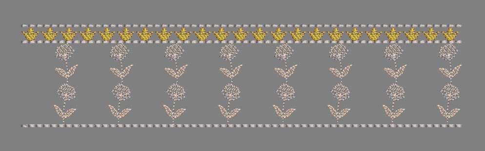 Floral Jacquard Border Purple Vertical Flower Embroidery Design