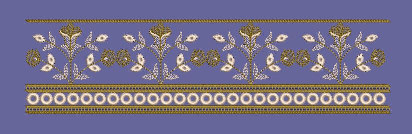 Ornate Floral Mughal Border Embroidery Design
