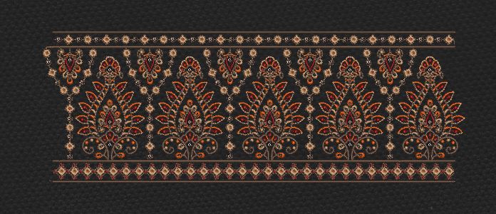 Floral Border Golden With Black Embroidery Design
