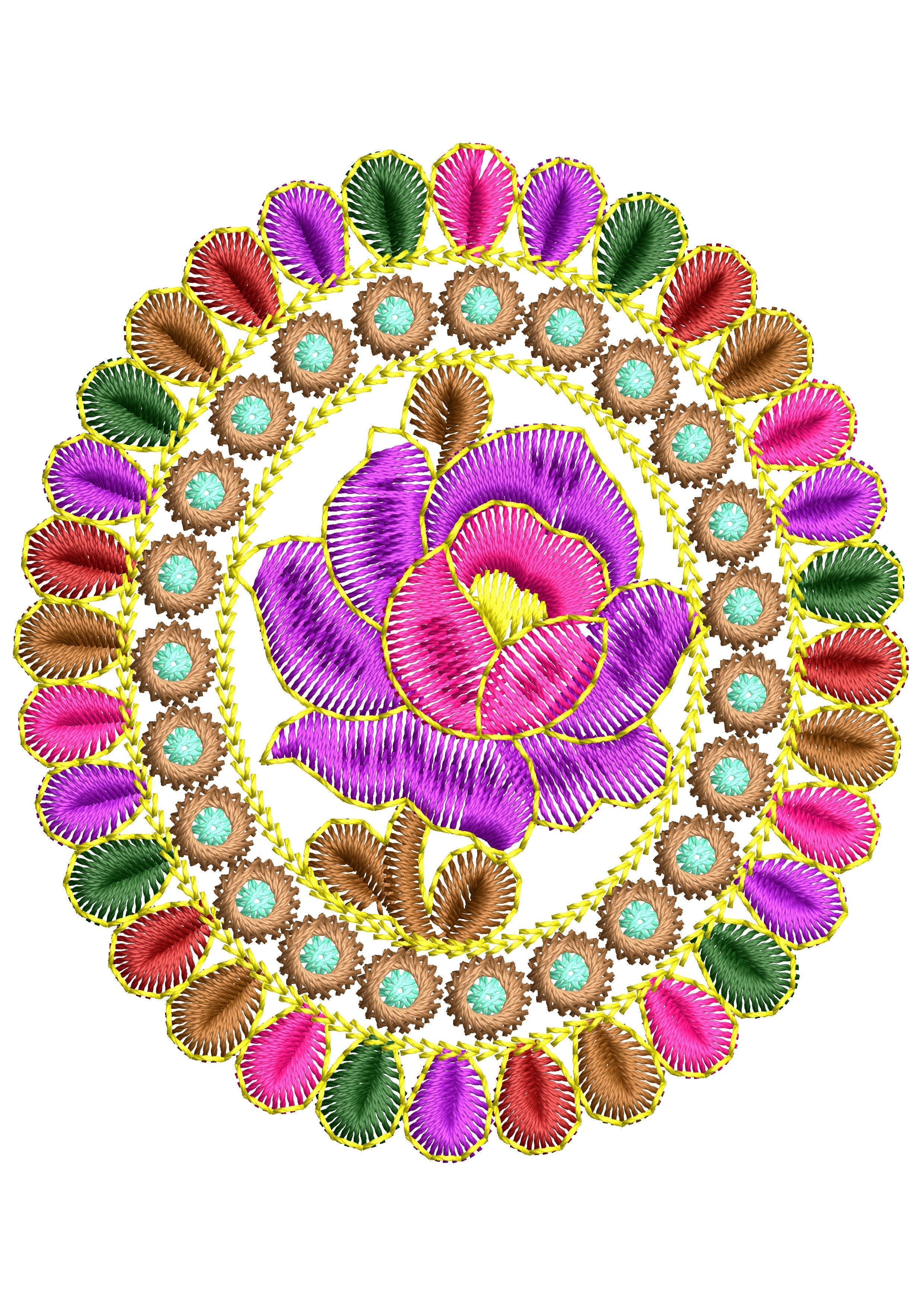 Flower Gola Embroidery Design