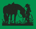 Horse And Rider In Grass Embroidery Design