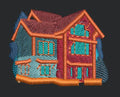Bicolor Mountain Residence Embroidery Design