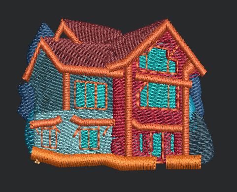 Bicolor Mountain Residence Embroidery Design