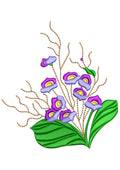 Purple Flowers Embroidery Design