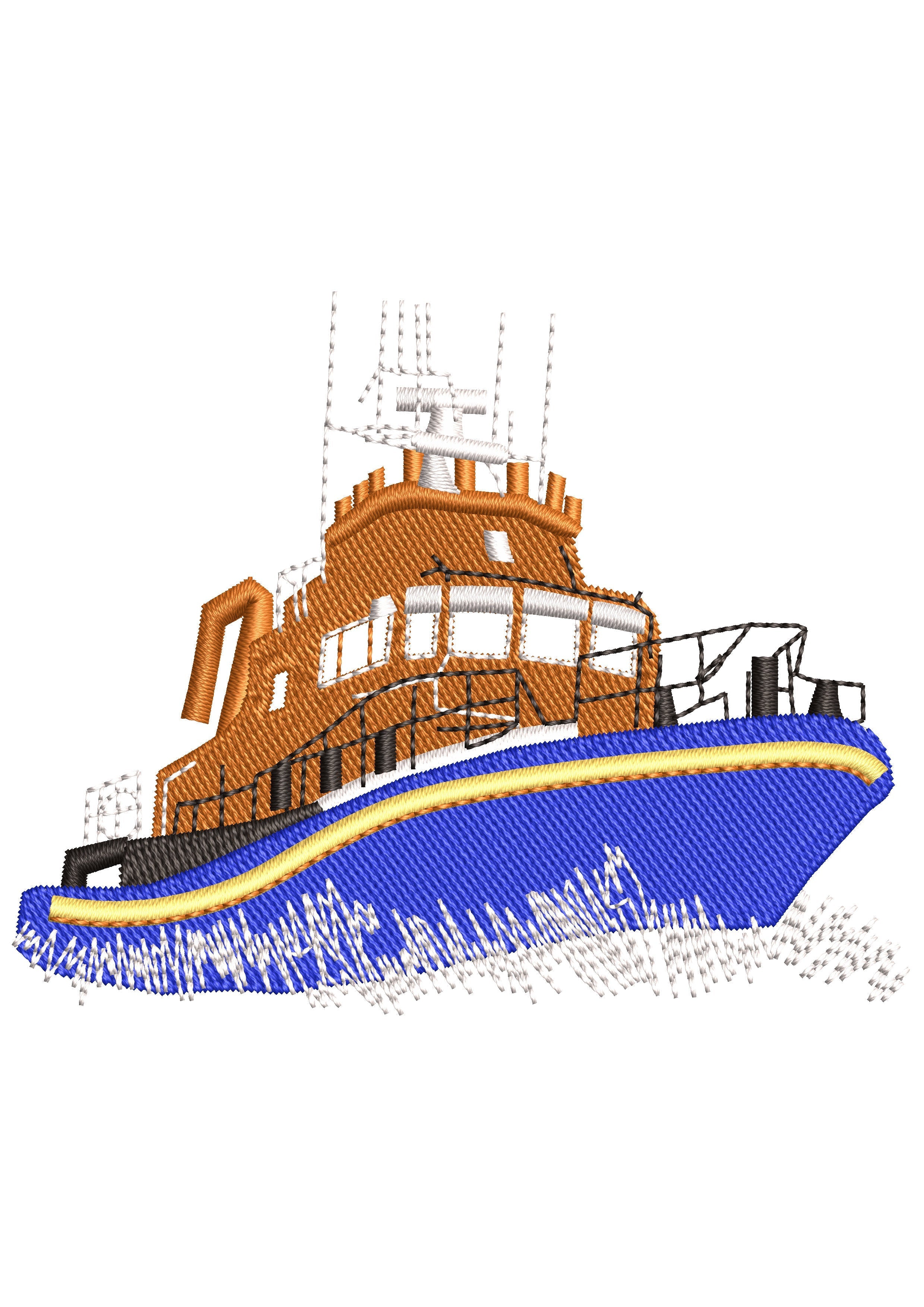 Life Boat Embroidery Design