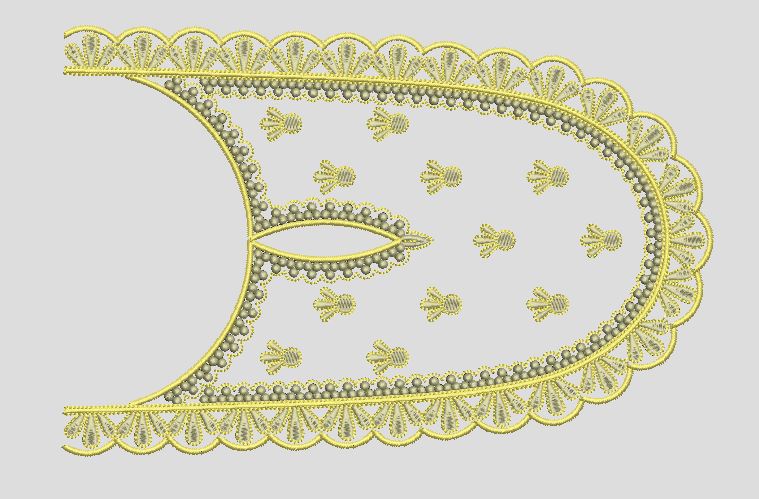 Scalloped Edge Floral Motif Patch Embroidery Design
