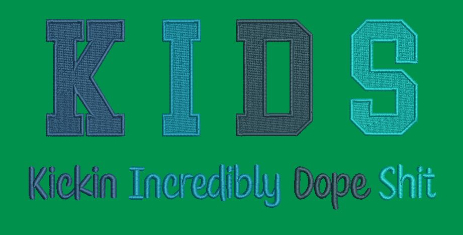 Varsity Style Typographic Emblem Embroidery Design