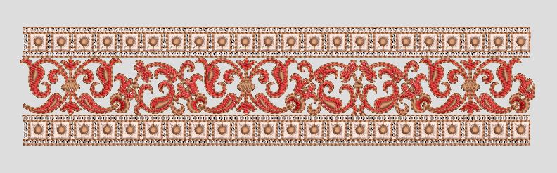 Ornate Scroll and Dot Border Embroidery Design