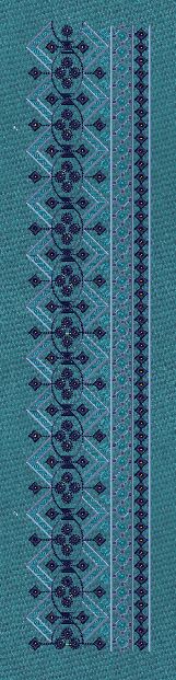 Teal Geometric Medallion Border Teal & Navy Blue Embroidery Design