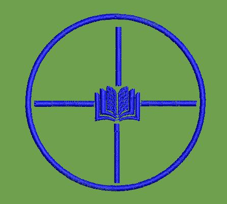 Blue Book and Crosshair Emblem Embroidery Design