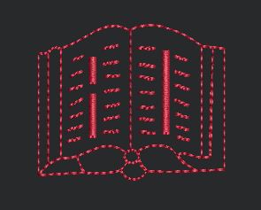 Open Tome Outline Embroidery Design