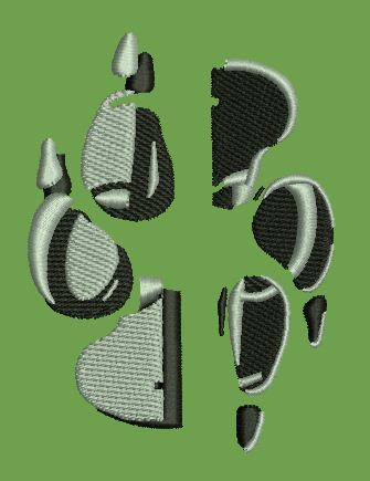 Fragmented Paw Print Embroidery Design