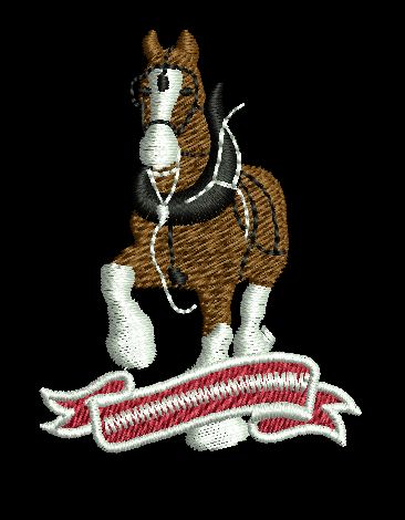 Horse Emblem With Banner Embroidery Design