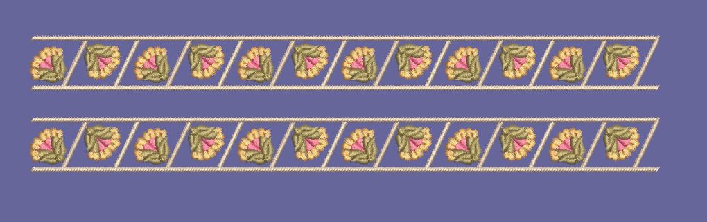 Dual Petals Double Diagonal Border Embroidery Design